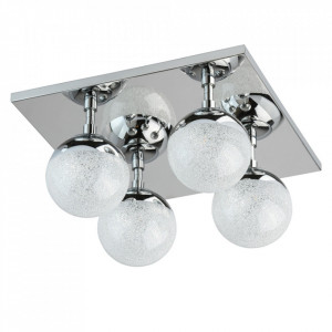 Plafoniera argintie din metal si sticla cu 4 LED-uri Kasper MW Glasberg