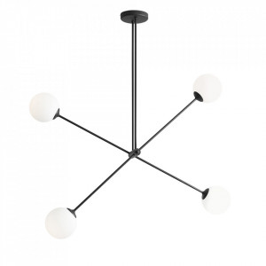 Plafoniera neagra/alba din sticla cu 4 becuri Ohio Quiet Object