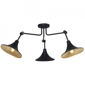 Plafoniera neagra/aurie din metal cu 3 becuri Antika Quiet Object