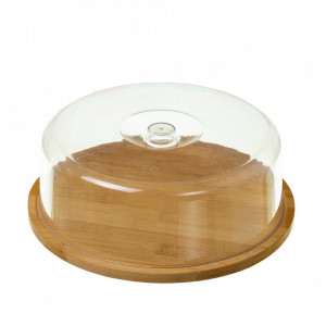 Platou cu capac maro/transparent din lemn de bambus 28 cm Elsa The Home Collection