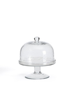 Platou cu picior si capac transparent din sticla 13 cm Sileia Kave Home