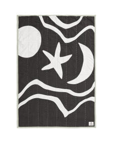Pled matlasat gri carbune/verde din bumbac 80x120 cm Kove Ferm Living
