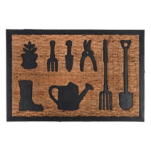 Pres intrare maro/negru din fibre naturale 40x60 cm Watering Can Esschert Design