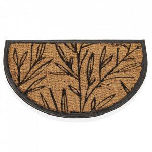Pres pentru intrare semicircular maro/negru din fibre de cocos 40x60 cm Leaves Versa Home