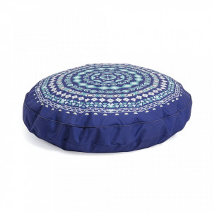 Puf rotund albastru din textil 60 cm Aideen Kave Home