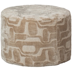 Puf rotund crem din textil 60 cm Yago Woood