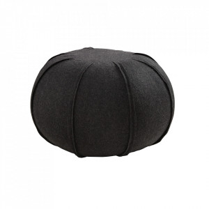 Puf rotund gri antracit din lana si poliester 50 cm Yarin Invicta Interior