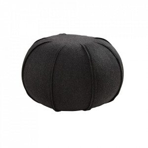 Puf rotund gri antracit din lana si poliester 50 cm Yarin The Home Collection