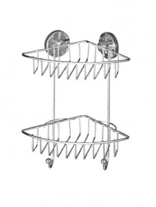 Raft pentru baie argintiu din metal 23 cm Vacuum-Loc Corner Bari Two Wenko