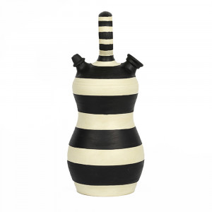 Recipient cu capac alb antic/negru din ceramica 15x31 cm Avina Thai Natura