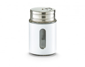 Recipient cu capac alb/argintiu din sticla si inox 270 ml pentru condimente Spice Shaker White Mini Zeller
