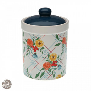 Recipient cu capac multicolor din ceramica 12x17,1 cm Kitchen Pot Fiori Viva Maxi Versa Home