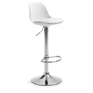 Scaun bar ajustabil alb din piele ecologica Orlando Style Kave Home