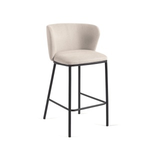 Scaun bar bej din textil Ciselia Low Kave Home