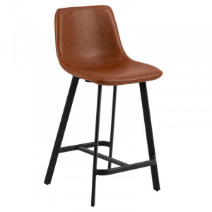 Scaun bar din piele ecologica maro Oregon Art Quiet Object
