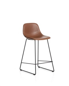 Scaun bar maro din piele ecologica Zahara High 89 Kave Home