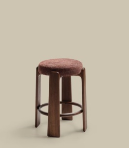 Scaun bar maro din textil Granite Walnut Low FR Kave Home