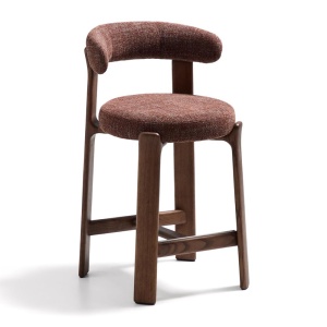 Scaun bar maro teracota din textil Granite Chenille Small Kave Home