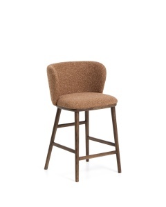 Scaun bar maro teracota/maro inchis din textil Ciselia Low Chenille Kave Home