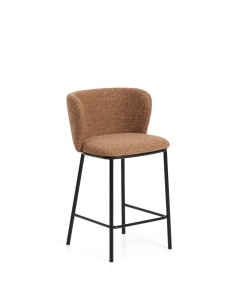 Scaun bar maro teracota/negru din textil Ciselia Low Chenille Kave Home