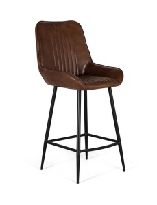 Scaun bar negru/maro coniac din piele Cozy Giner y Colomer
