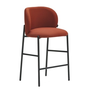 Scaun bar rosu caramiziu/negru din textil Mogi Low Teulat