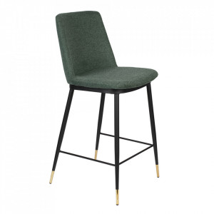 Scaun bar verde/negru din poliester si otel Lionel Low The Home Collection