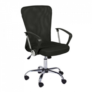 Scaun birou ajustabil rotativ negru din textil Brisbane Bizzotto