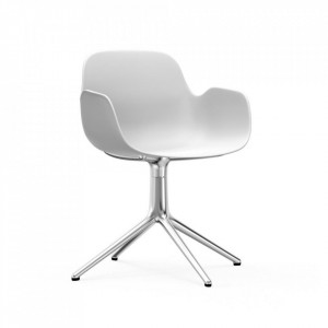 Scaun birou rotativ alb/argintiu din polipropilena Form 4L Normann Copenhagen