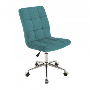 Scaun birou turcoaz ajustabil din catifea Q-20 The Home Collection