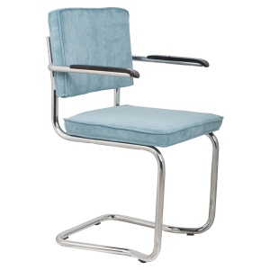 Scaun dining albastru din textil Ridge Kink Rib 12A Zuiver