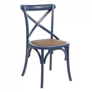 Scaun dining albastru/maro din lemn Cross Bizzotto