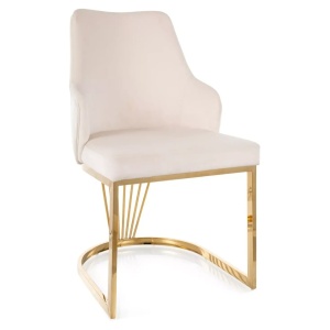 Scaun dining bej deschis/auriu din catifea Allure The Home Collection