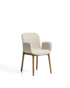 Scaun dining bej din textil Elnor Arms Chenille Kave Home