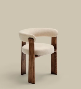 Scaun dining bej din textil Granite Walnut Chenille Three FR Kave Home
