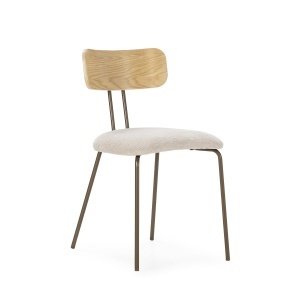 Scaun dining bej/maro cupru din textil Olimpia The Home Collection