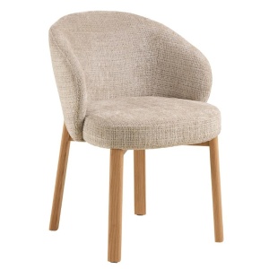 Scaun dining bej/maro deschis din textil Darlene Quiet Object
