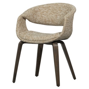 Scaun dining bej nisipiu/maro inchis din textil Yossi Avy Woood