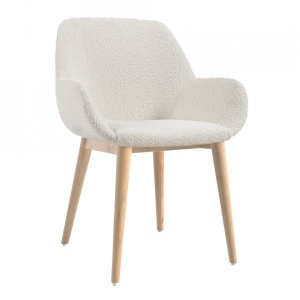 Scaun dining din textil alb Konna Kave Home