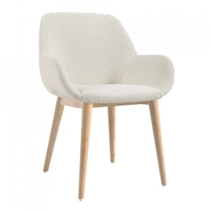 Scaun dining din textil alb Konna Kave Home
