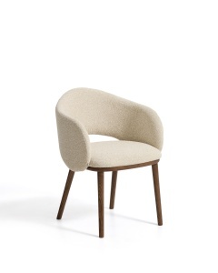 Scaun dining din textil bej Maina Chenille Walnut Kave Home