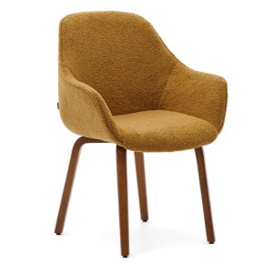 Scaun dining din textil galben Aleli Shearling Kave Home