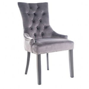 Scaun dining gri din catifea Edward The Home Collection