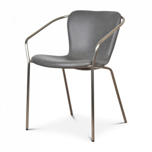 Scaun dining gri din placaj si poliester Adele Arm Gray Opjet Paris