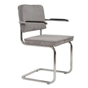Scaun dining gri din textil Ridge Rib Cool 32A Zuiver