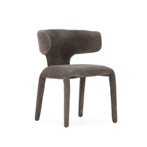 Scaun dining gri inchis din textil Maca The Home Collection
