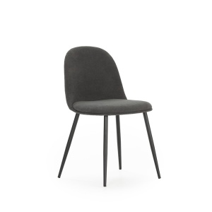 Scaun dining gri inchis din textil Malila Quiet Object