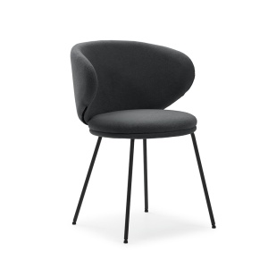 Scaun dining gri inchis din textil Rush Quiet Object