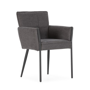 Scaun dining gri inchis din textil Vesta Arm The Home Collection