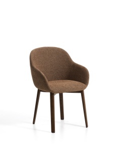 Scaun dining maro teracota din textil Meila Arms Chenille Dark Kave Home